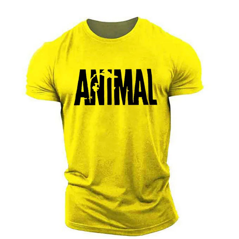 Animal Letter English Elements Men's T-shirts Short Sleeve Round-Neck Loose Casual Sporty Tops 6XL Big Size Summer Man Tees