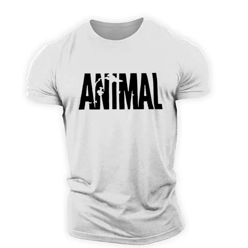 Animal Letter English Elements Men's T-shirts Short Sleeve Round-Neck Loose Casual Sporty Tops 6XL Big Size Summer Man Tees