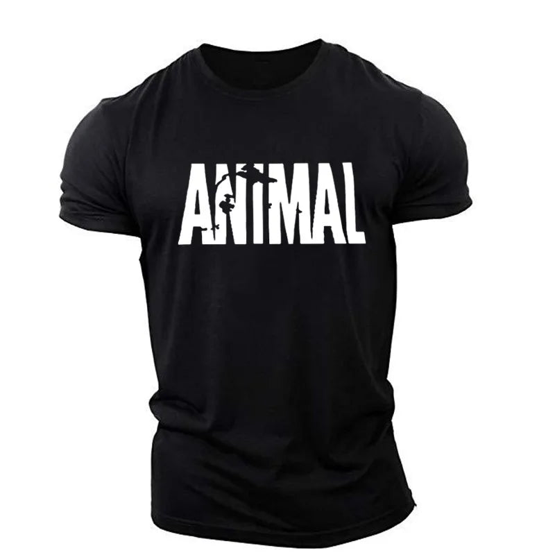 Animal Letter English Elements Men's T-shirts Short Sleeve Round-Neck Loose Casual Sporty Tops 6XL Big Size Summer Man Tees